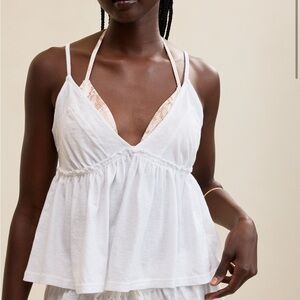 aerie White Halter Babydoll Tank Top